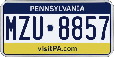 PA license plate MZU8857