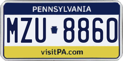 PA license plate MZU8860