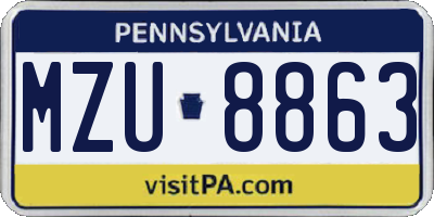 PA license plate MZU8863