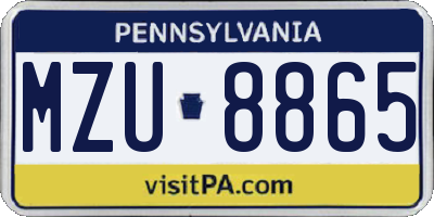 PA license plate MZU8865