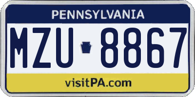 PA license plate MZU8867