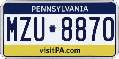 PA license plate MZU8870