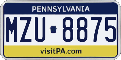 PA license plate MZU8875