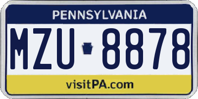 PA license plate MZU8878