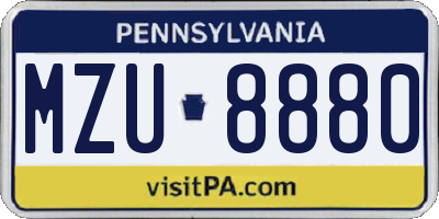 PA license plate MZU8880