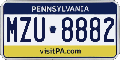 PA license plate MZU8882