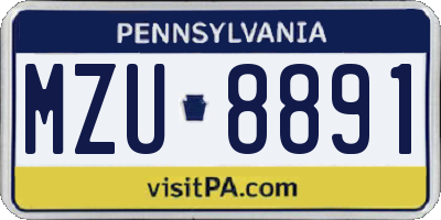 PA license plate MZU8891