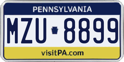 PA license plate MZU8899