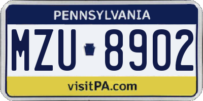 PA license plate MZU8902