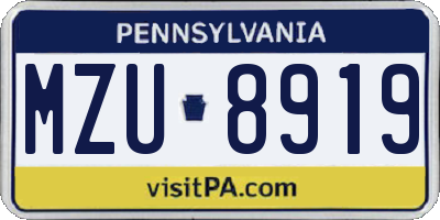 PA license plate MZU8919