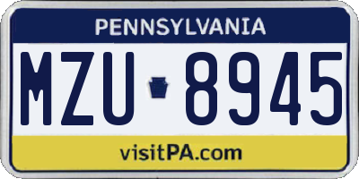 PA license plate MZU8945