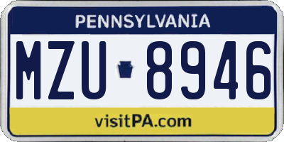 PA license plate MZU8946