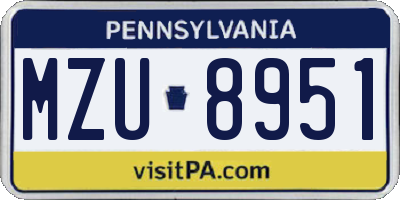PA license plate MZU8951