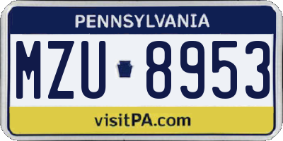 PA license plate MZU8953