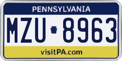 PA license plate MZU8963