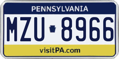 PA license plate MZU8966