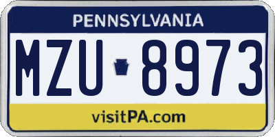 PA license plate MZU8973