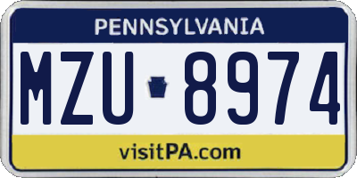 PA license plate MZU8974