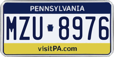 PA license plate MZU8976