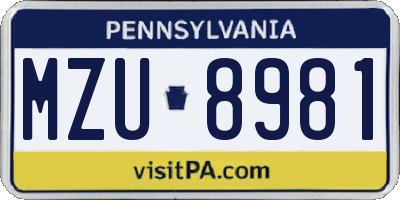 PA license plate MZU8981