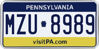 PA license plate MZU8989