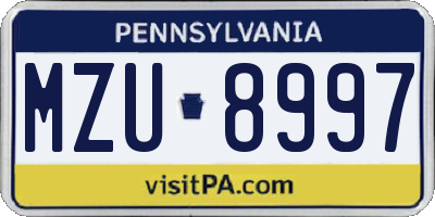 PA license plate MZU8997