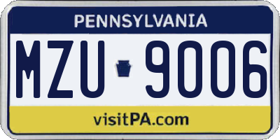 PA license plate MZU9006