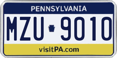 PA license plate MZU9010