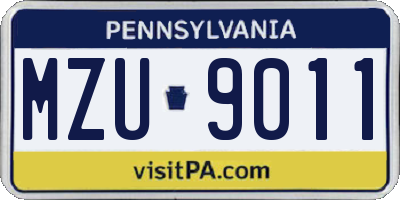 PA license plate MZU9011