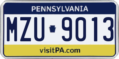 PA license plate MZU9013