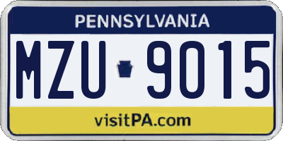 PA license plate MZU9015