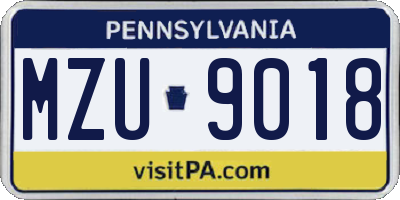 PA license plate MZU9018