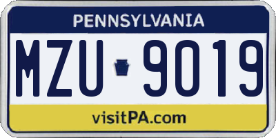 PA license plate MZU9019