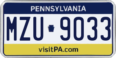 PA license plate MZU9033