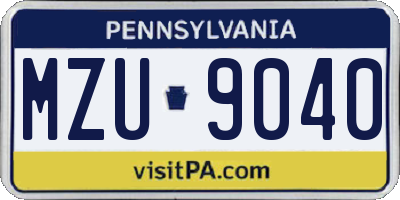 PA license plate MZU9040