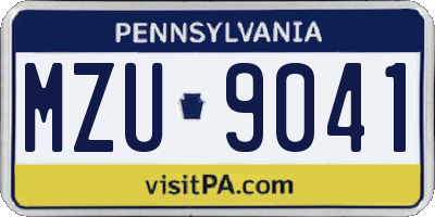 PA license plate MZU9041