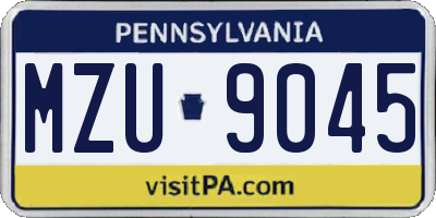 PA license plate MZU9045