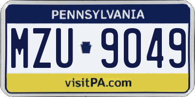 PA license plate MZU9049