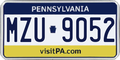 PA license plate MZU9052