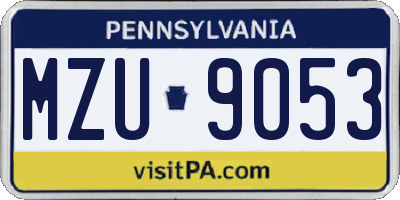 PA license plate MZU9053