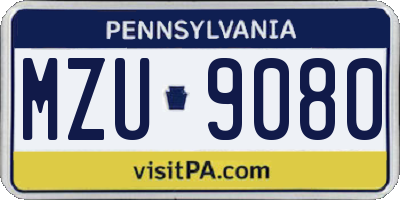 PA license plate MZU9080