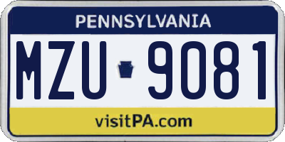 PA license plate MZU9081