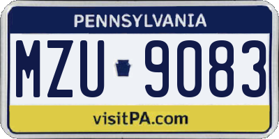 PA license plate MZU9083