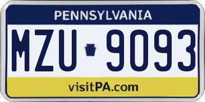PA license plate MZU9093
