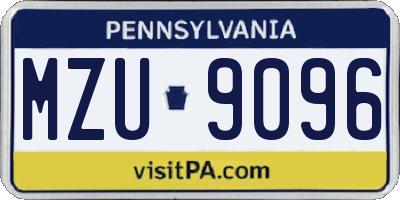 PA license plate MZU9096