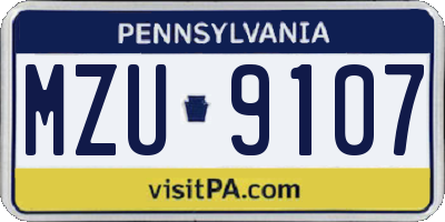 PA license plate MZU9107