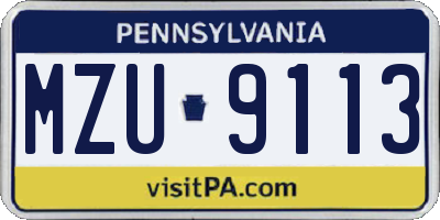 PA license plate MZU9113