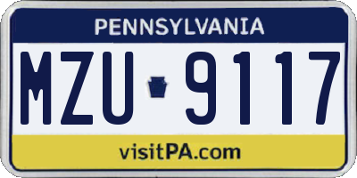 PA license plate MZU9117