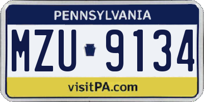 PA license plate MZU9134