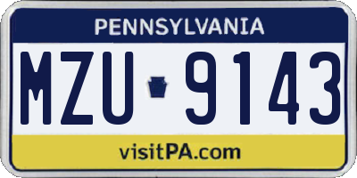 PA license plate MZU9143